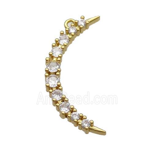 Copper Moon Pendant Pave Zircon Gold Plated
