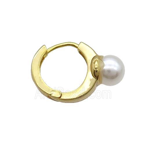 Copper Hoop Earring With Pearlized Glass Gold Plated