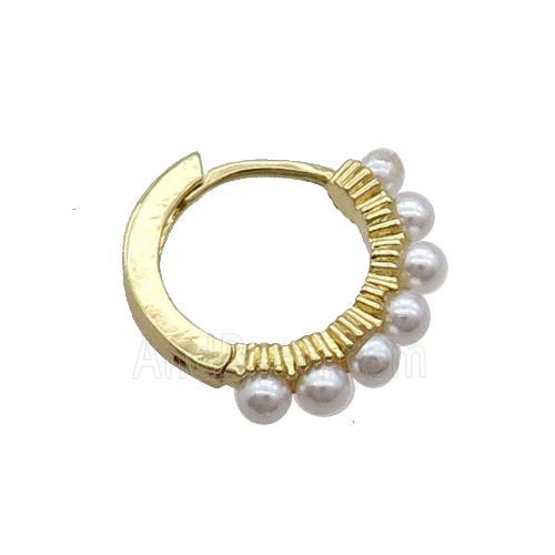 Copper Hoop Earring With Pearlized Glass Gold Plated