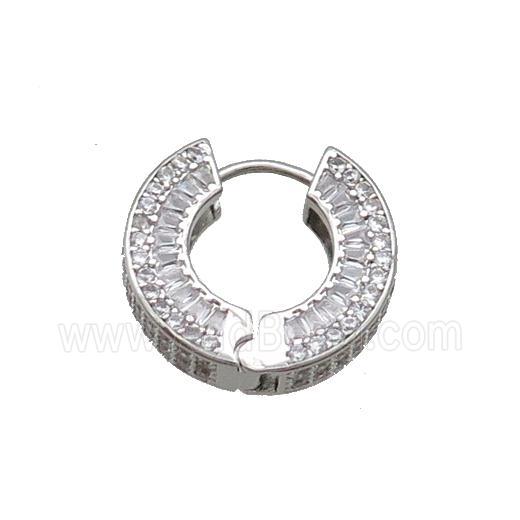 Copper Hoop Earring Pave Zircon Platinum Plated