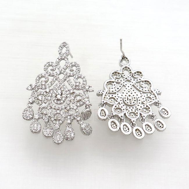 Copper Stud Earring Pave Zircon Platinum Plated