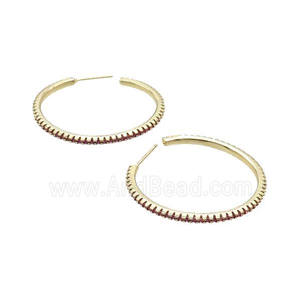 Copper Stud Earring Pave Zircon Circle Gold Plated