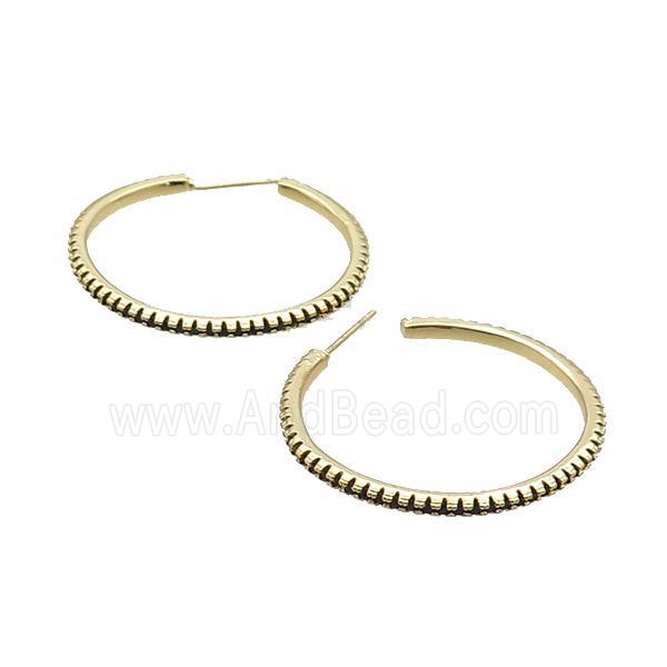 Copper Stud Earring Pave Zircon Circle Gold Plated