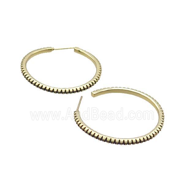 Copper Stud Earring Pave Zircon Circle Gold Plated