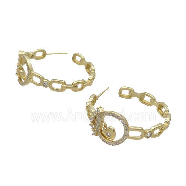 Copper Stud Earring Pave Zircon Gold Plated