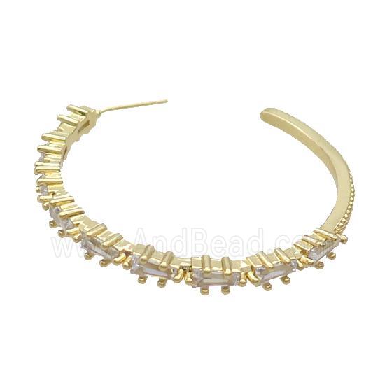Copper Stud Earring Pave Zircon Gold Plated
