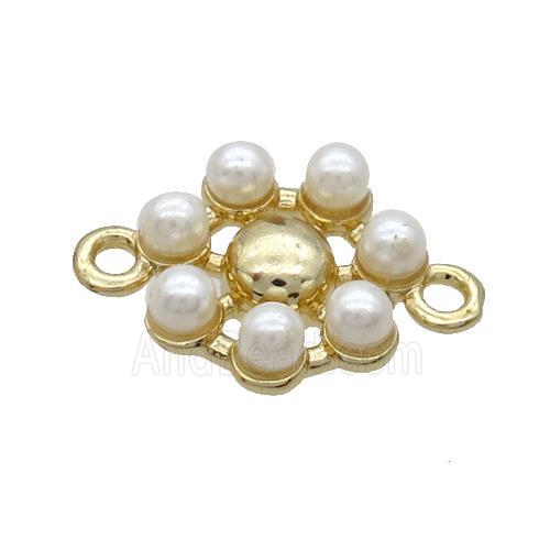 Copper Pendant Pave Pearlized Glass Flower Gold Plated