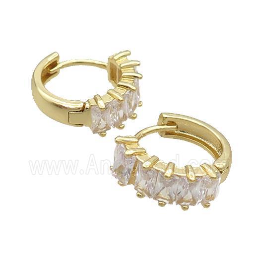 Copper Hoop Earring Pave Zircon Gold Plated