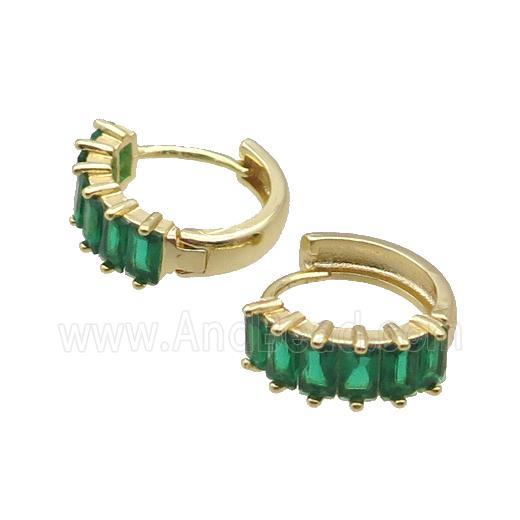 Copper Hoop Earring Pave Green Zircon Gold Plated