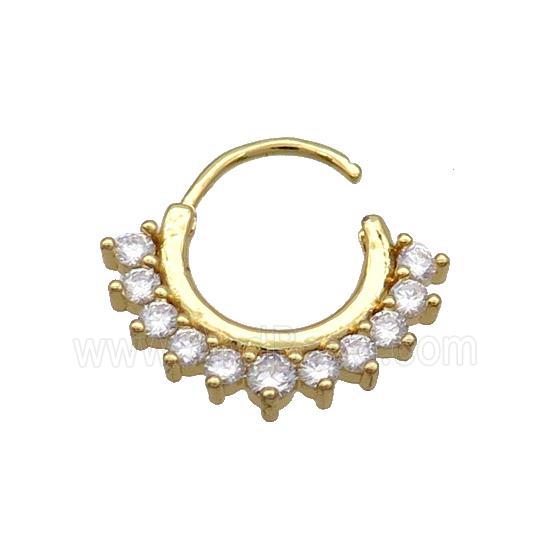 Copper Hoop Earring Pave Zircon Gold Plated