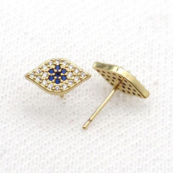 Copper Stud Earring Pave Zircon Eye Gold Plated