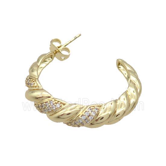 Copper Stud Earring Pave Zircon Gold Plated