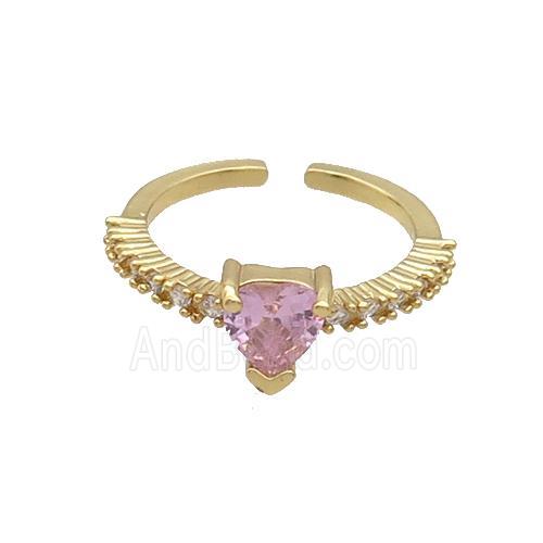 Copper Rings Pave Pink Zircon Gold Plated