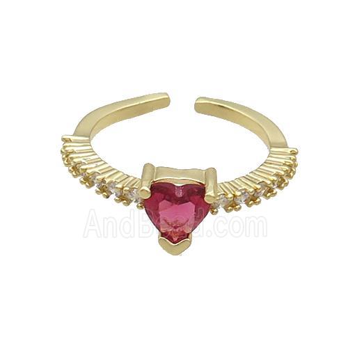Copper Rings Pave Red Zircon Gold Plated