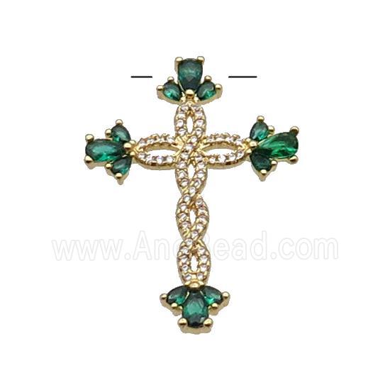 Copper Cross Pendant Pave Zircon Gold Plated