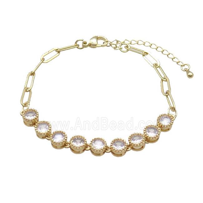 Copper Bracelets Pave Zircon Circle Gold Plated