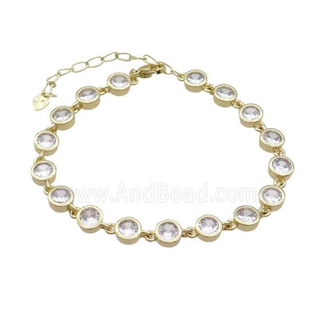 Copper Bracelets Pave Zircon Circle Gold Plated
