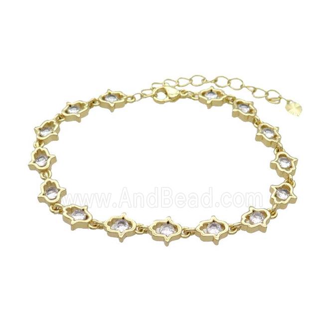 Copper Bracelets Pave Zircon Hand Gold Plated