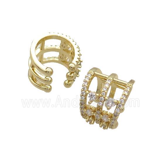 Copper Clip Earring Pave Zircon Gold Plated