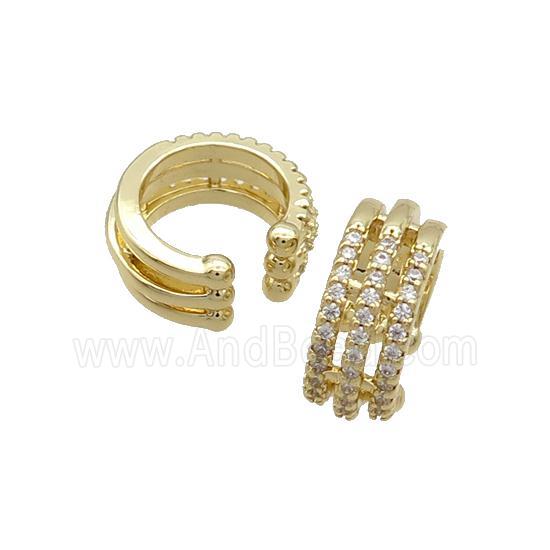 Copper Clip Earring Pave Zircon Gold Plated
