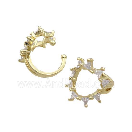 Copper Clip Earring Pave Zircon Gold Plated