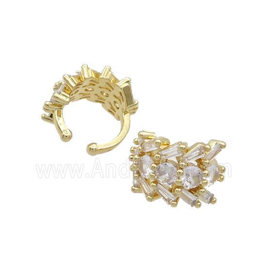 Copper Clip Earring Pave Zircon Gold Plated