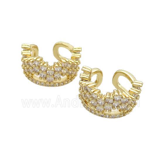 Copper Clip Earring Pave Zircon Gold Plated