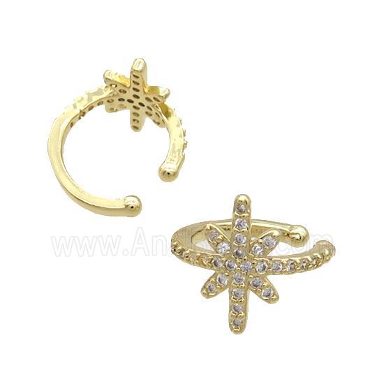 Copper Clip Earring Pave Zircon Gold Plated