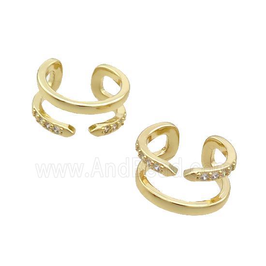 Copper Clip Earring Pave Zircon Gold Plated