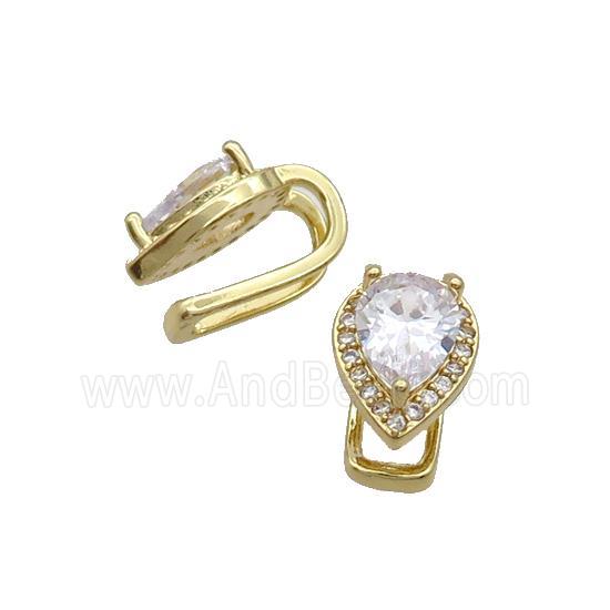Copper Clip Earring Pave Zircon Gold Plated