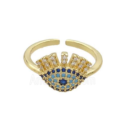 Copper Ring Pave Zircon Eye Gold Plated