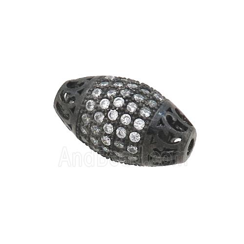 Copper Rice Beads Pave Zircon Black Plated