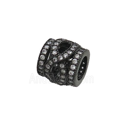 Copper Tube Beads Pave Zircon Black Plated