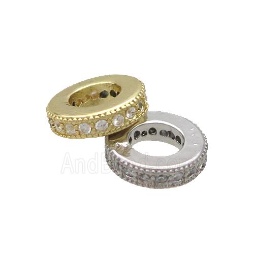 Copper Heishi Beads Spacer Pave Zircon Large Hole Mixed