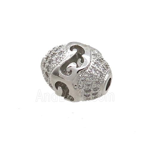 Copper Rice Beads Pave Zircon Platinum Plated