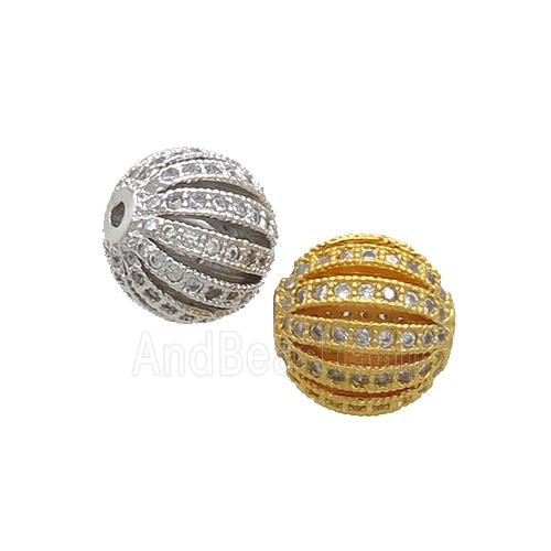 Copper Pumpkin Beads Pave Zircon Round Mixed