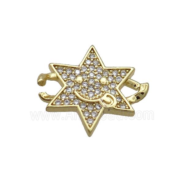 Copper Star Connector Pave Zircon Gold Plated