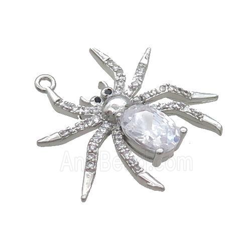 Copper Spider Charms Pendant Pave Zircon Crystal Glass Platinum Plated