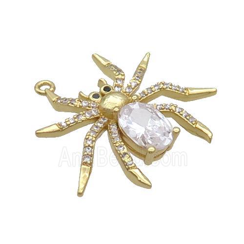 Copper Spider Charms Pendant Pave Zircon Crystal Glass Gold Plated