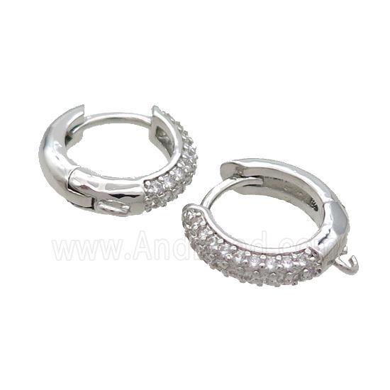 Copper Hoop Earring Pave Zircon Platinum Plated
