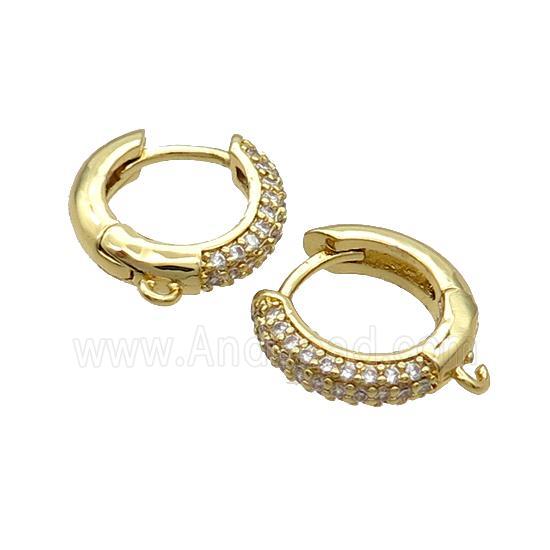 Copper Hoop Earring Pave Zircon Gold Plated