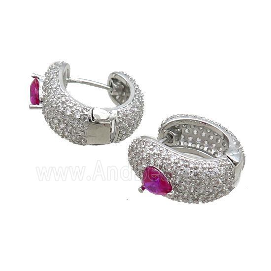 Copper Latchback Earring Pave Zircon Platinum Plated