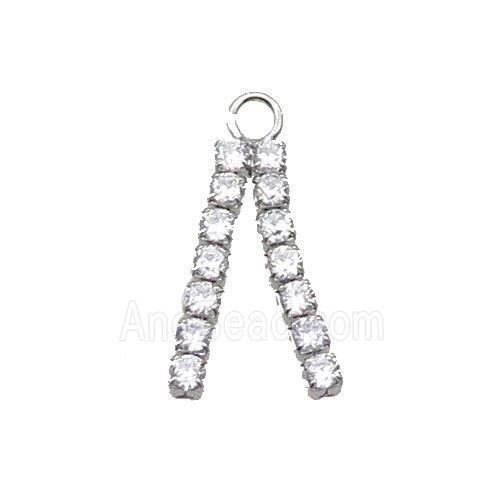 Copper Strap Pendant Pave Crystal Glass Platinum Plated