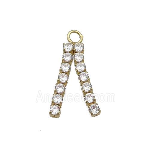 Copper Strap Pendant Pave Crystal Glass Gold Plated