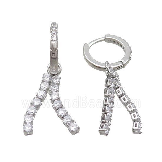 Copper Hoop Earring Pave Crystal Glass Platinum Plated