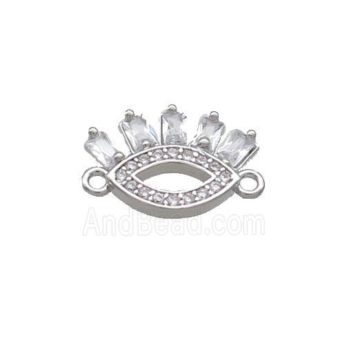 Copper Eye Connector Pave Zircon Platinum Plated