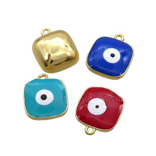 Copper Square Pendant Enamel Evil Eye Gold Plated Mixed
