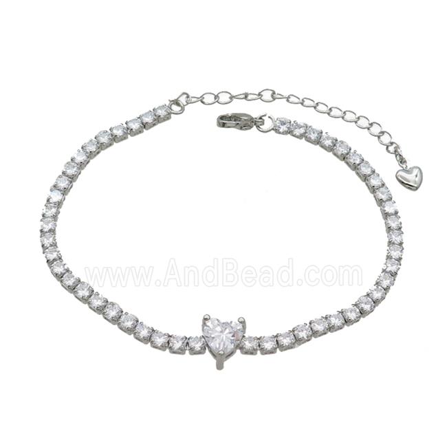 Copper Bracelet Pave Crystal Glass Platinum Plated