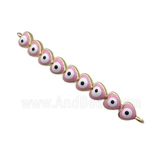 Copper Heart Link Connector Pink Enamel Evil Eye Stick Gold Plated