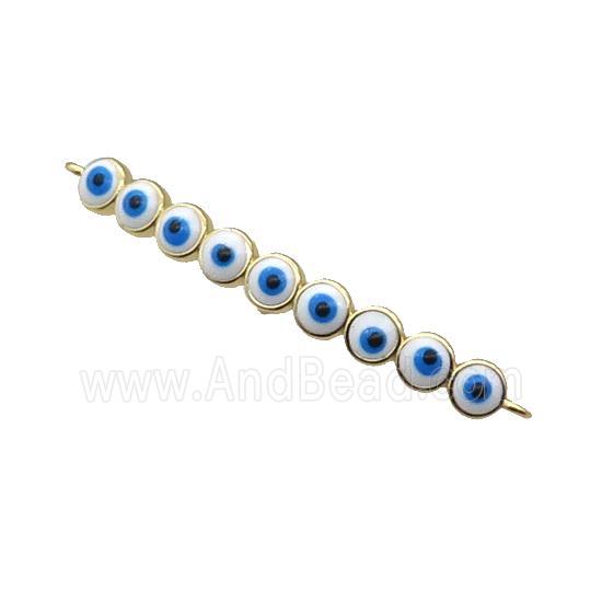 Copper Circle Link Connector White Enamel Evil Eye Stick Gold Plated